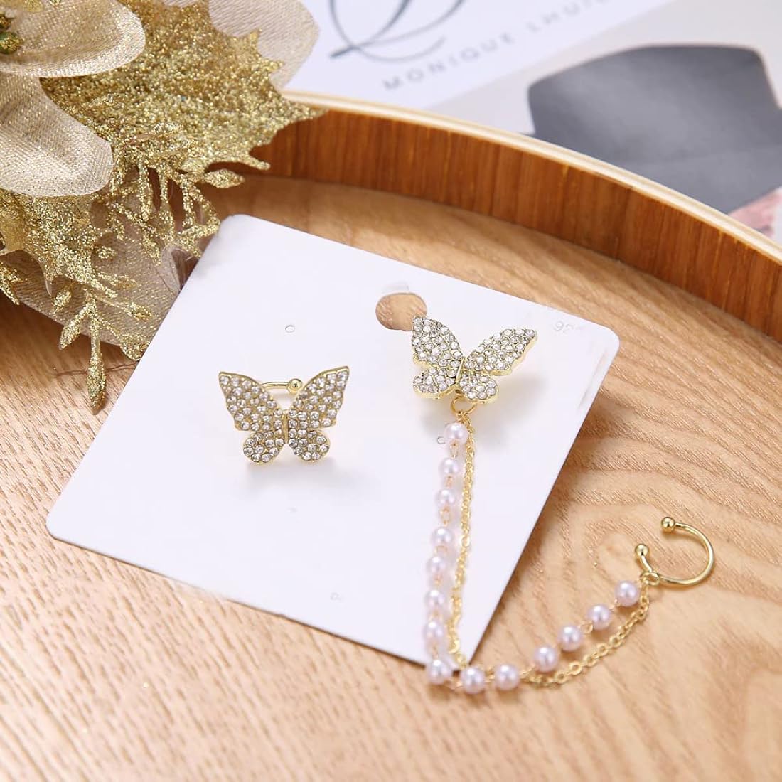 Butterfly Luxe Crystal-Pearl Loops Earrings – Mehnam Signature Shine
