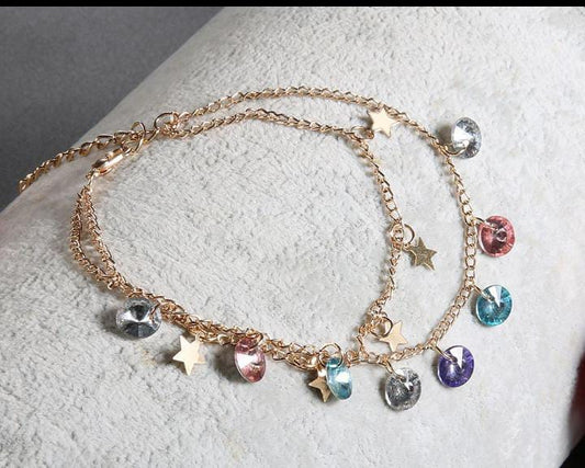 CRYSTAL & STARS Anklet – Elegant & Minimal(Single pcs)