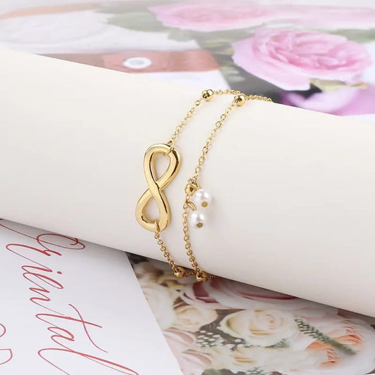 Infinity & Pearls Anklet – Elegant & Minimal(Single pcs)