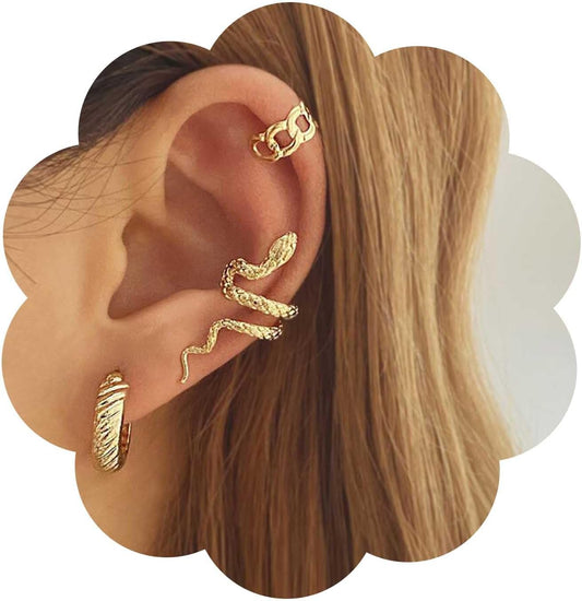 Serpent Charm Gold Ear Cuff – Mehnam Luxe Edition
