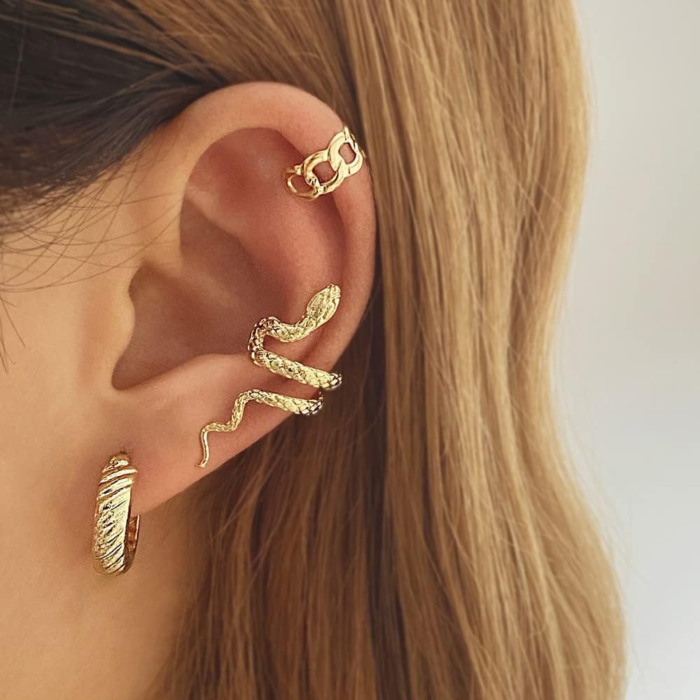 Serpent Charm Gold Ear Cuff – Mehnam Luxe Edition