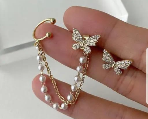 Butterfly Luxe Crystal-Pearl Loops Earrings – Mehnam Signature Shine