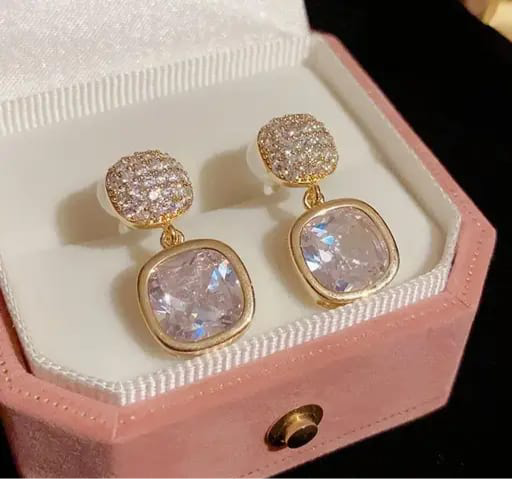 Crystal Luxe Cushion Stud Earrings – Mehnam Signature Shine