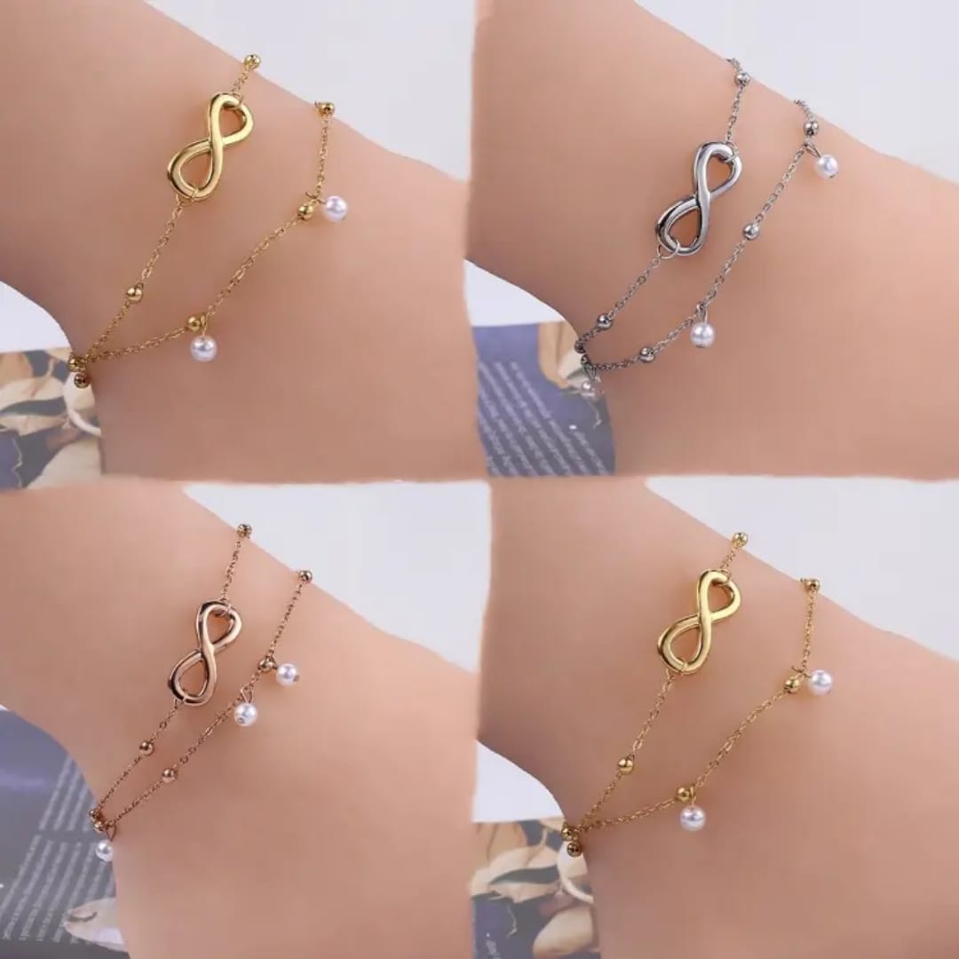 Infinity & Pearls Anklet – Elegant & Minimal(Single pcs)